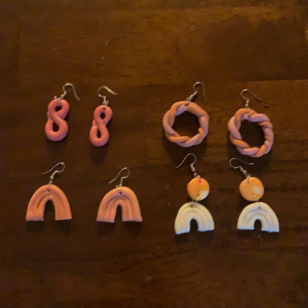 4 pack of homemade polymer clay earrings